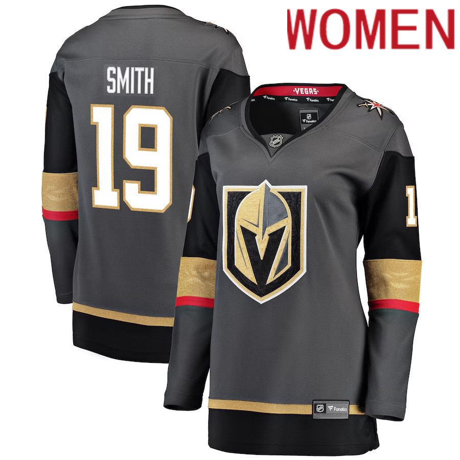 Women Vegas Golden Knights #19 Reilly Smith Fanatics Branded Gray Alternate Breakaway Player NHL Jersey->customized nhl jersey->Custom Jersey